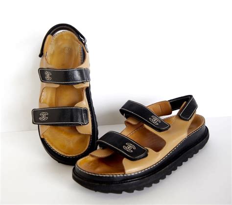 chanel birkenstocks|Chanel velcro sandals.